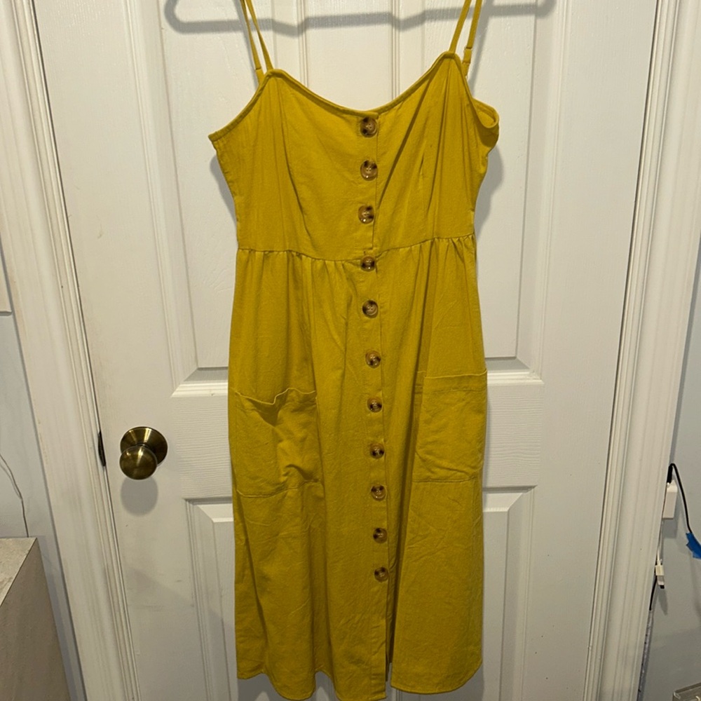 Mustard color button dress